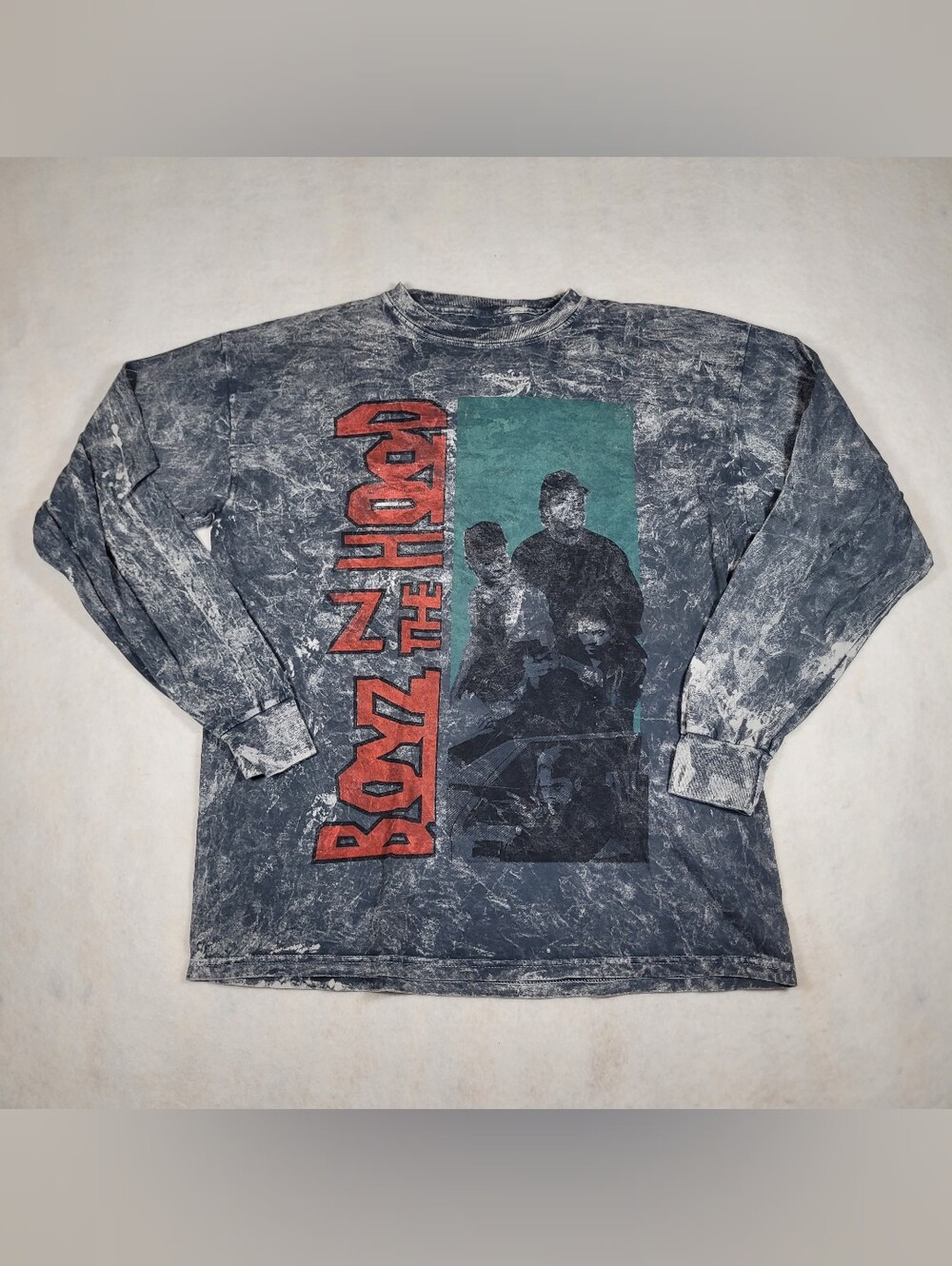 Philcos Boyz N The Hood Stone Washed Style Gray Long Sleeve Shirt Sz Large
